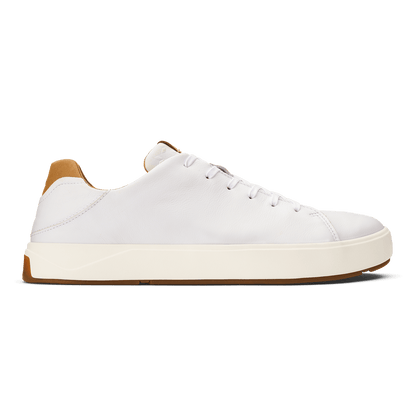 OluKai Popular | Lae‘ahi Lī ‘Ili Men's Leather Sneakers - Bright White