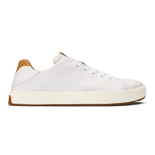 OluKai Popular | Lae‘ahi Lī ‘Ili Men's Leather Sneakers - Bright White