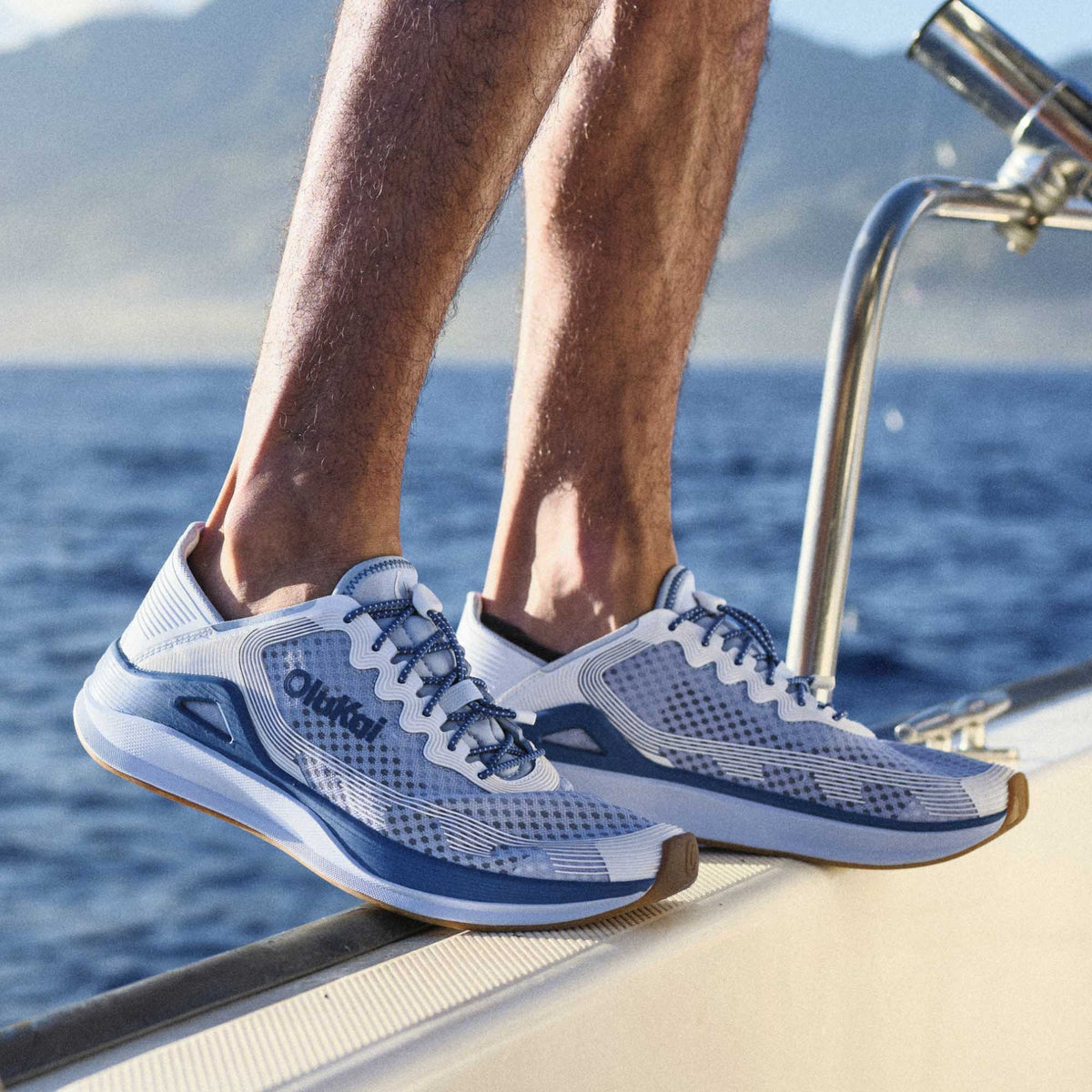 OluKai Best Price | ‘Ahi Men’s Water Boat Shoes - Blue Pearl / White Sand