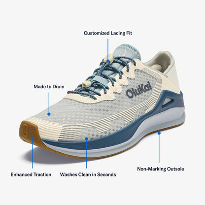 OluKai Best Price | ‘Ahi Men’s Water Boat Shoes - Blue Pearl / White Sand