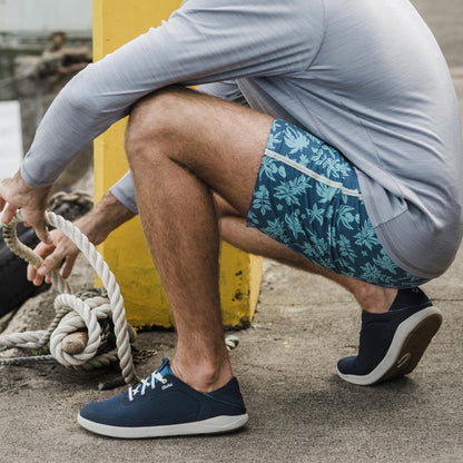 OluKai Trending | Moku Pae Men's Boat Shoes - Trench Blue / Off White