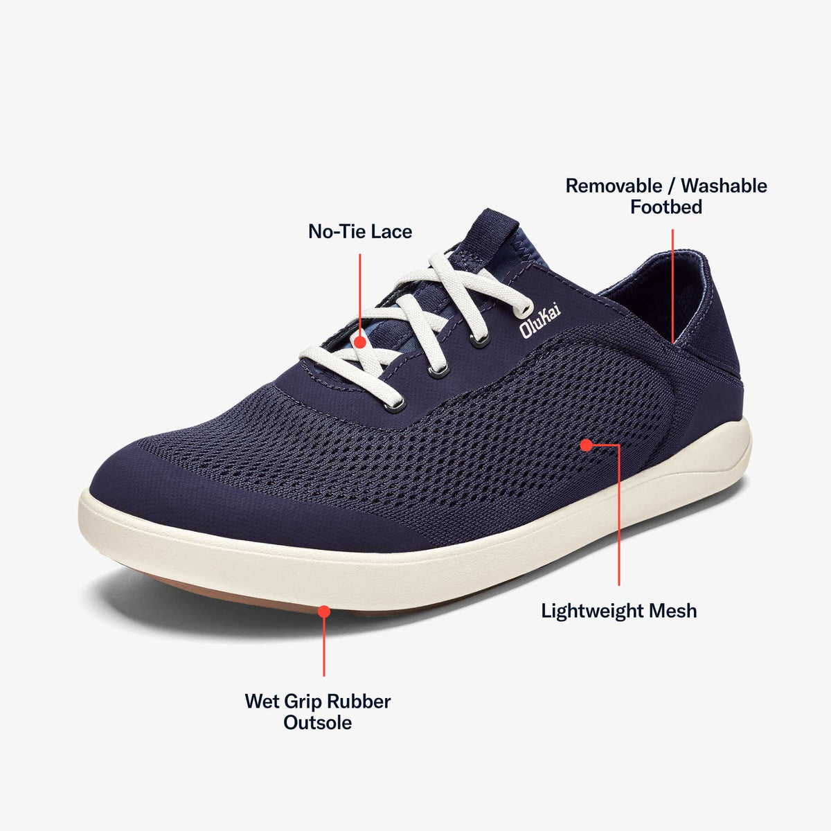 OluKai Trending | Moku Pae Men's Boat Shoes - Trench Blue / Off White