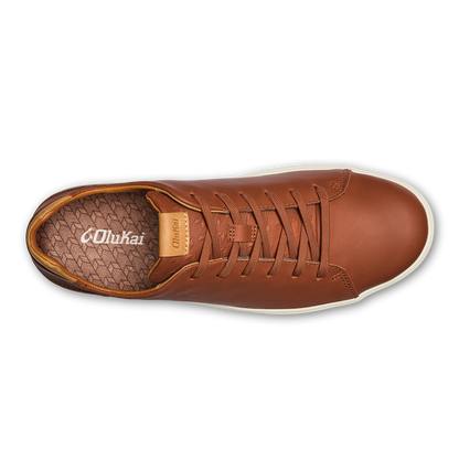 OluKai Sale | Lae‘ahi Lī ‘Ili Men's Leather Sneakers - Kukui Brown
