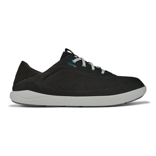 OluKai Discount | Moku Pae Men's Boat Shoes - Black / Blue Coral