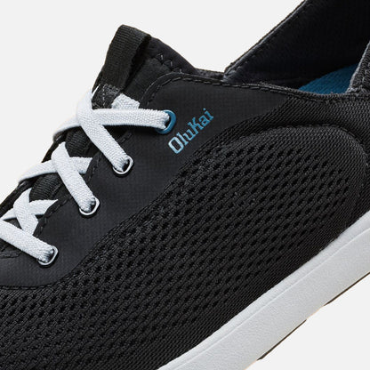 OluKai Discount | Moku Pae Men's Boat Shoes - Black / Blue Coral