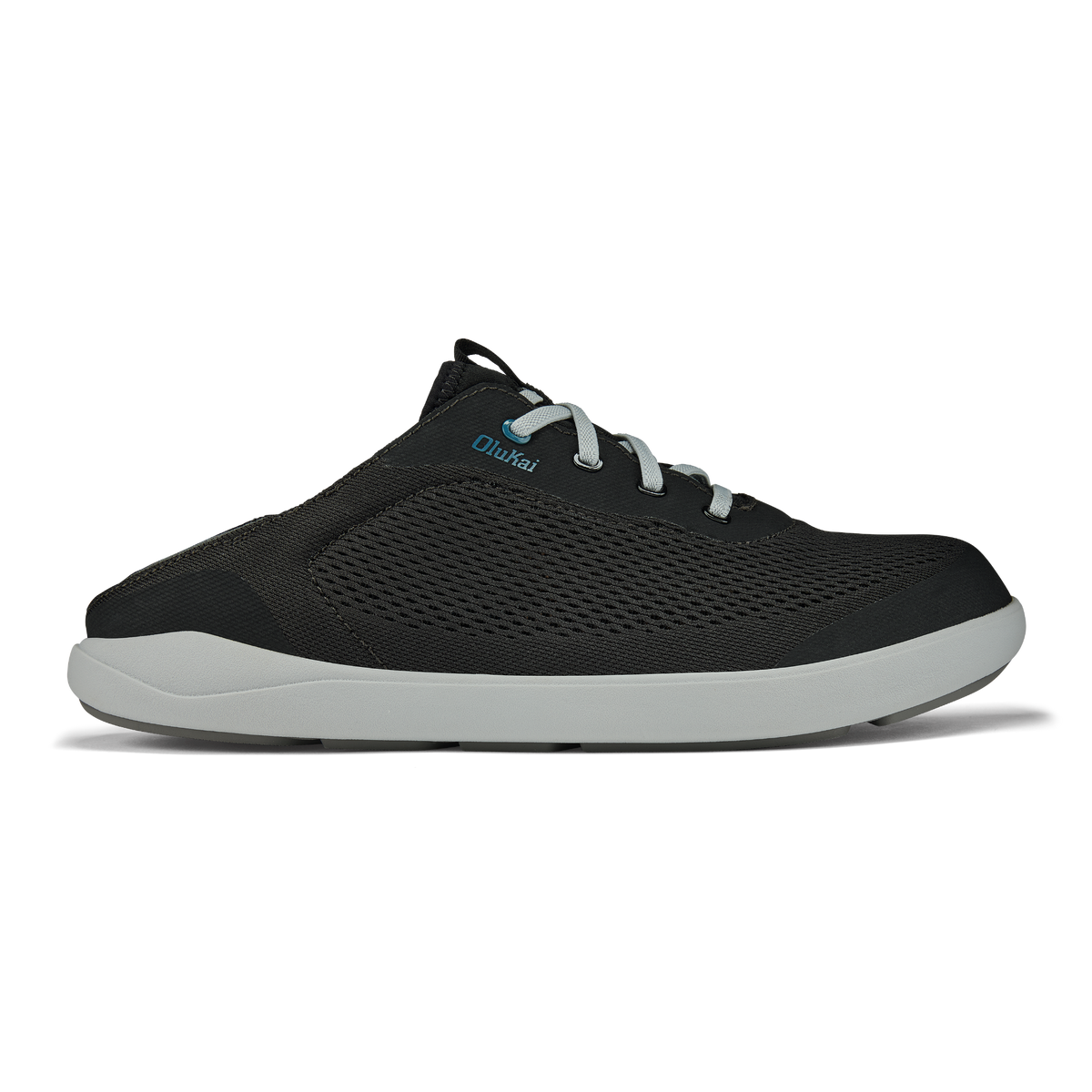 OluKai Discount | Moku Pae Men's Boat Shoes - Black / Blue Coral