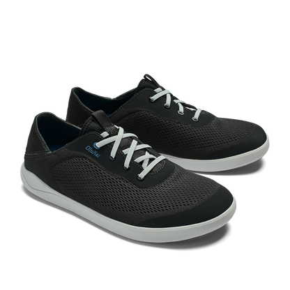 OluKai Discount | Moku Pae Men's Boat Shoes - Black / Blue Coral