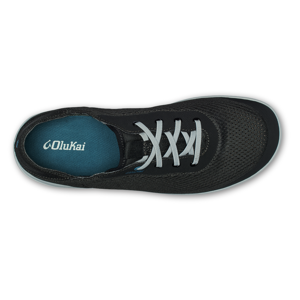 OluKai Discount | Moku Pae Men's Boat Shoes - Black / Blue Coral