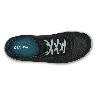 OluKai Discount | Moku Pae Men's Boat Shoes - Black / Blue Coral