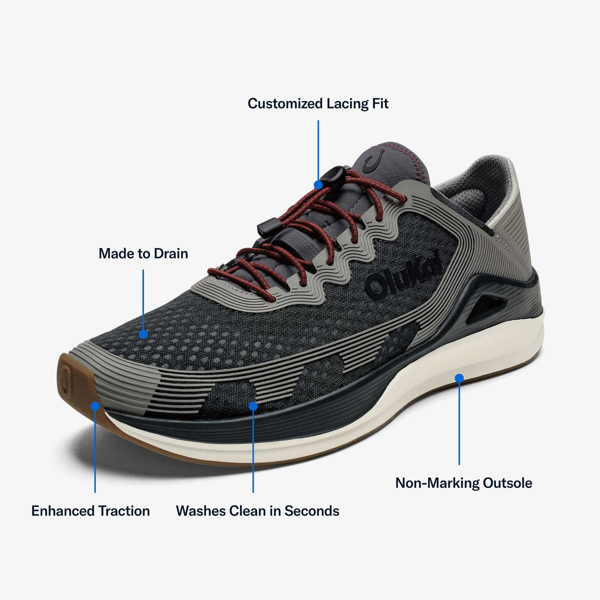 OluKai Best Price | ‘Ahi Men’s Water Boat Shoes - Rock / Ash