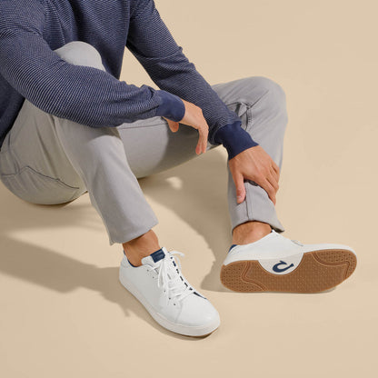 OluKai Sale | Lae‘ahi Lī ‘Ili Men's Sneakers - Bright White / Trench Blue