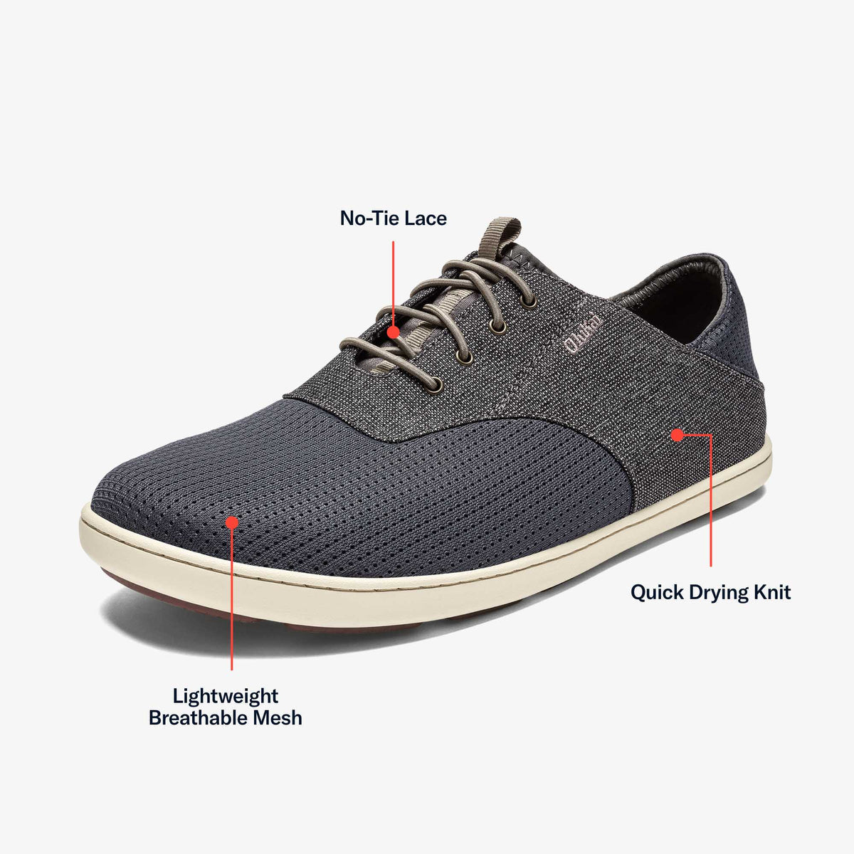 OluKai Deals | Nohea Moku Men's Boat Shoes - Charcoal / Clay