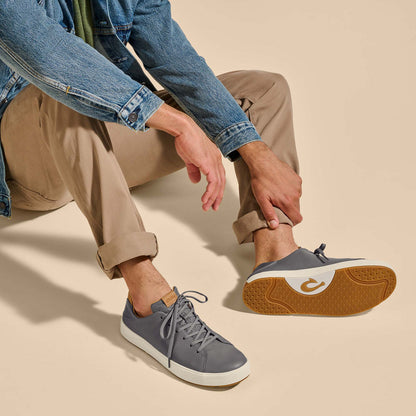 OluKai Popular | Lae‘ahi Lī ‘Ili Men's Leather Sneakers - Stone