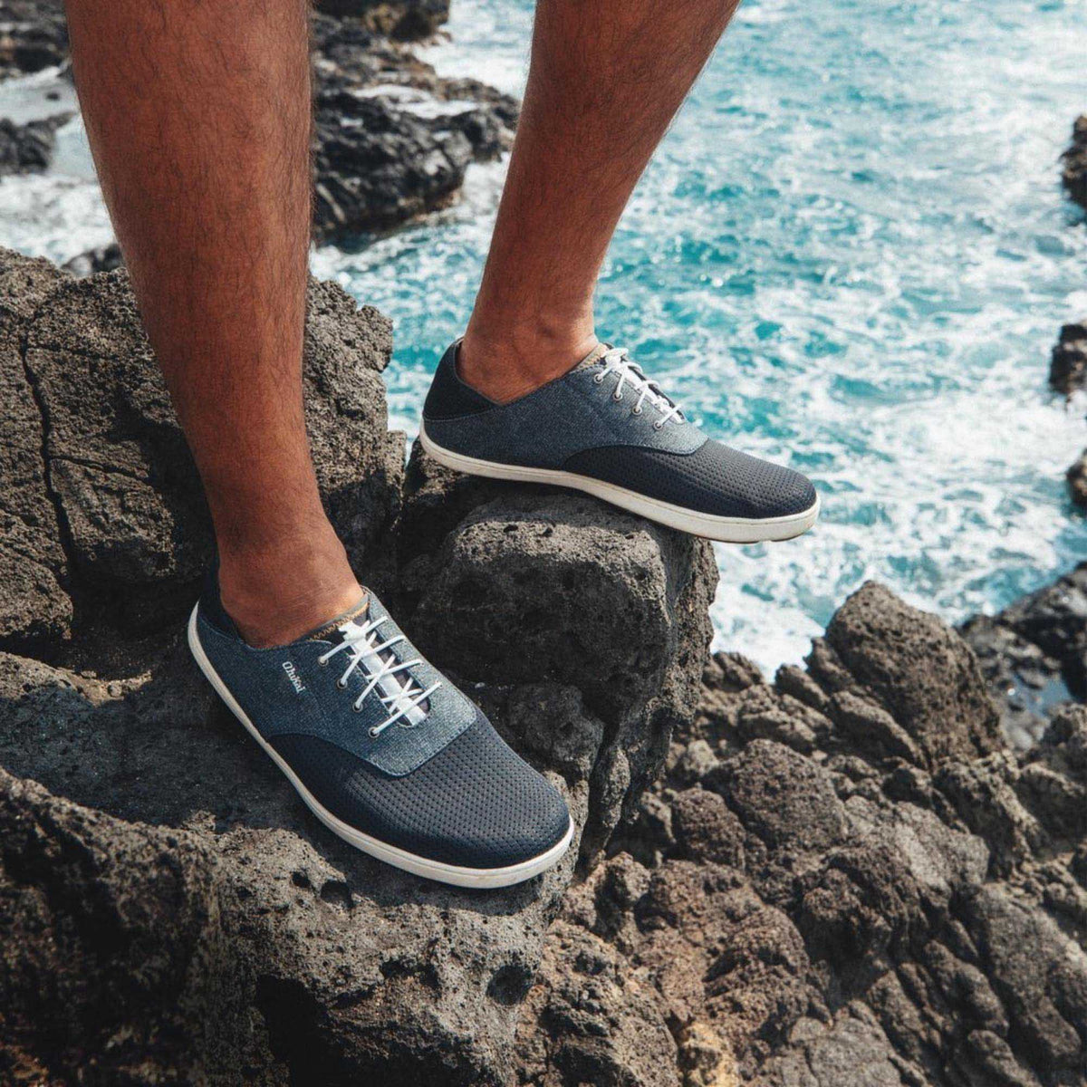 OluKai Recommended | Nohea Moku Men's Boat Shoes - Dark Shadow