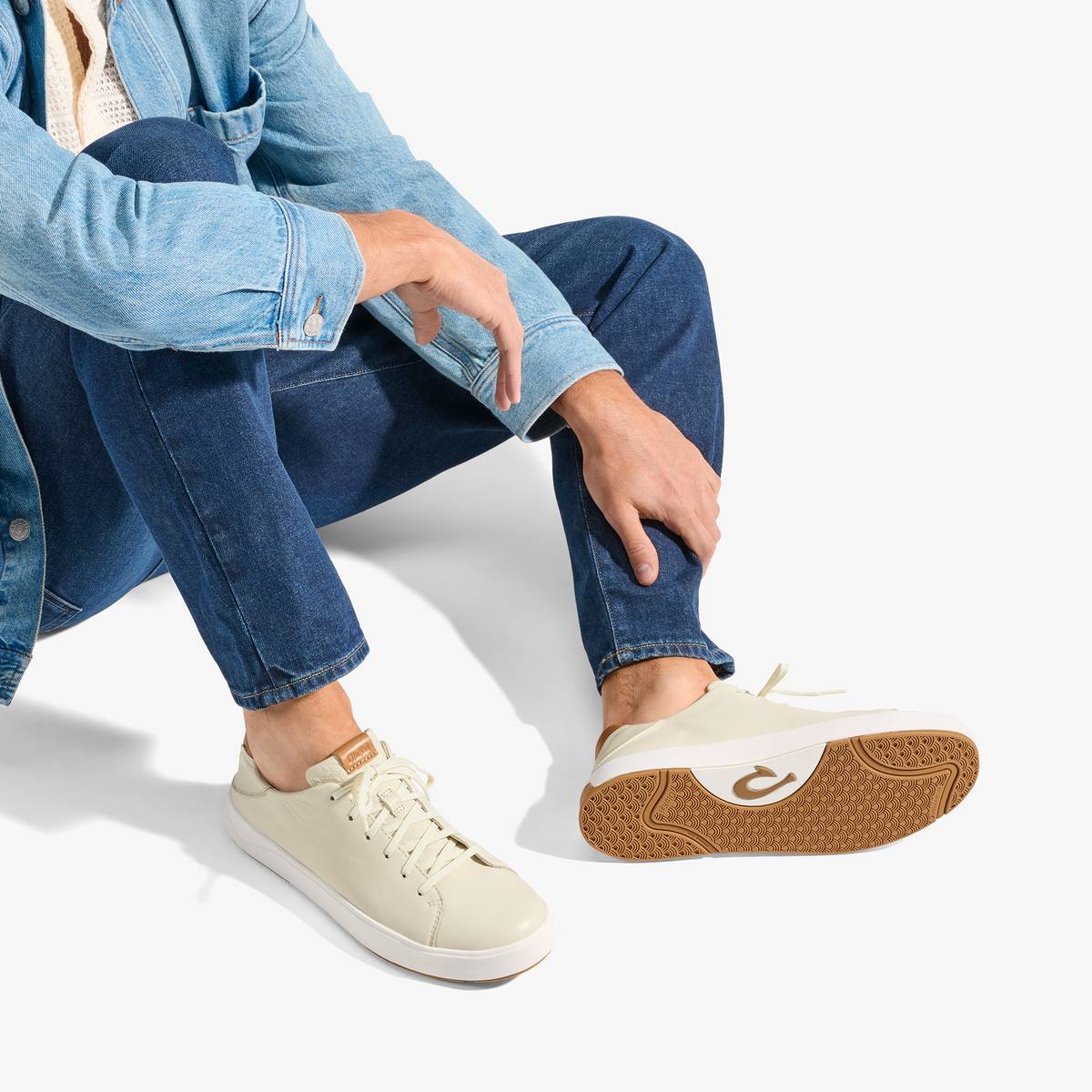 OluKai Quality | Lae‘ahi Lī ‘Ili Men's Leather Sneakers - Tapa