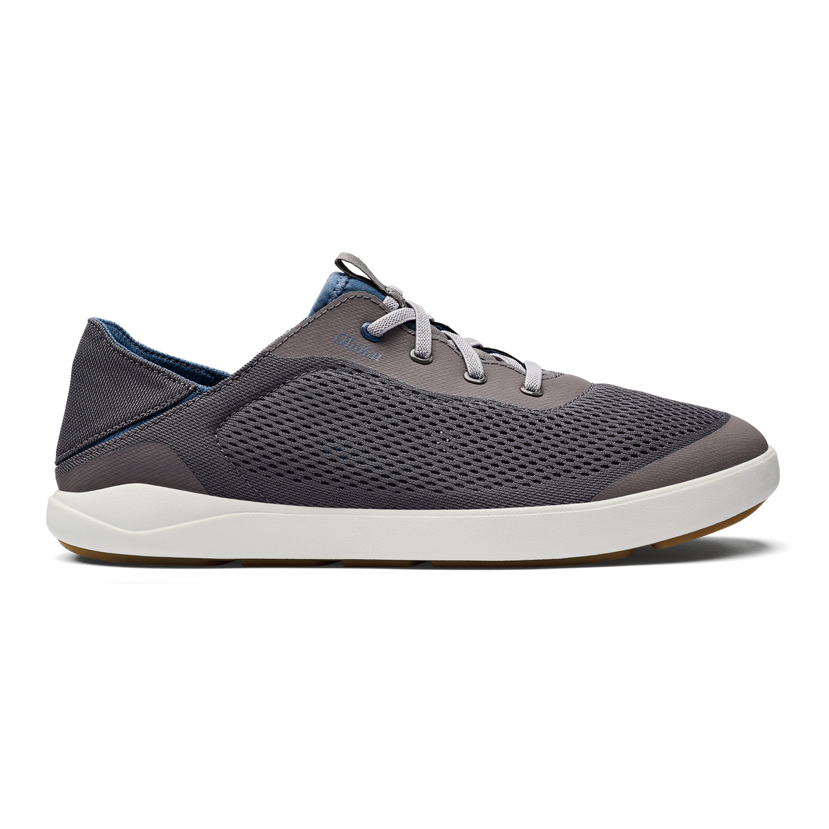 OluKai Quality | Moku Pae Men's Boat Shoes - Pavement / Vintage Blue