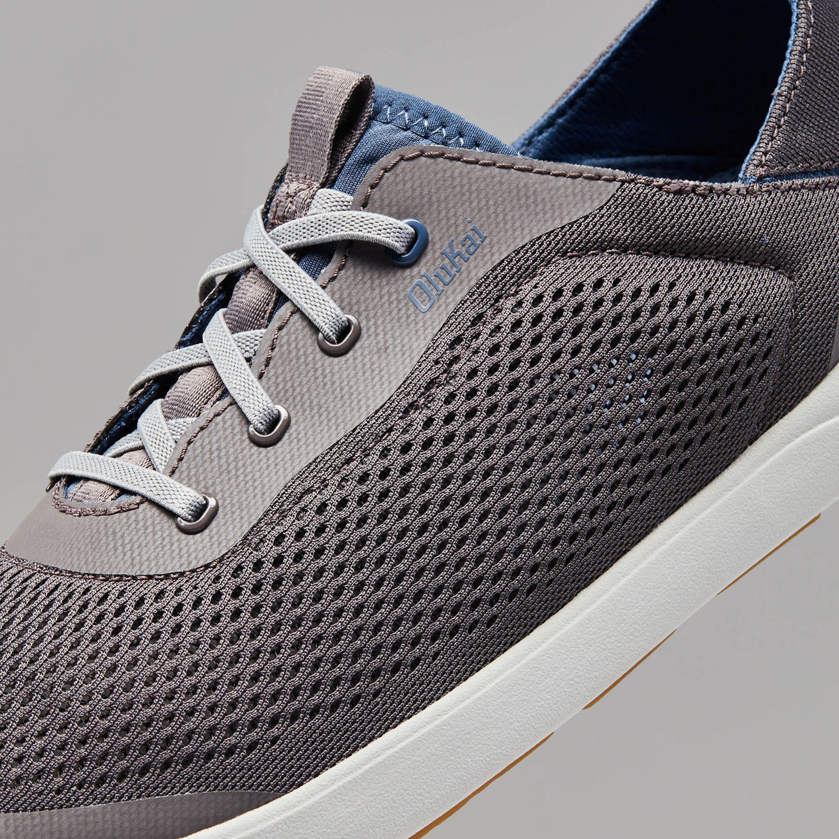 OluKai Quality | Moku Pae Men's Boat Shoes - Pavement / Vintage Blue