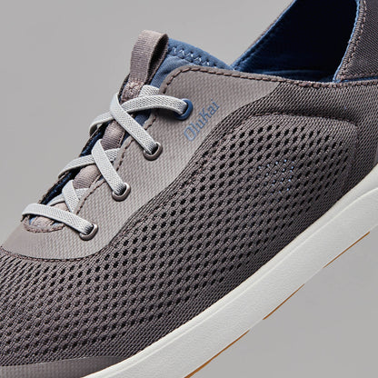 OluKai Quality | Moku Pae Men's Boat Shoes - Pavement / Vintage Blue