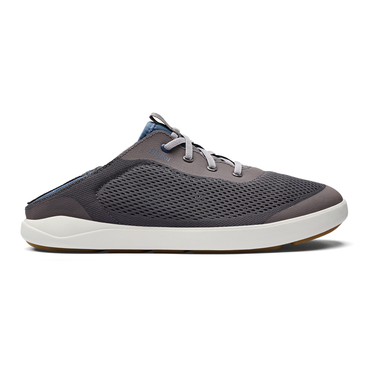 OluKai Quality | Moku Pae Men's Boat Shoes - Pavement / Vintage Blue