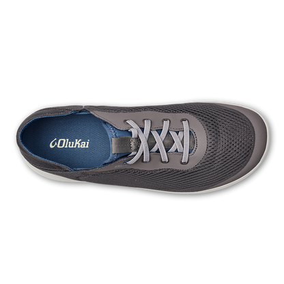 OluKai Quality | Moku Pae Men's Boat Shoes - Pavement / Vintage Blue