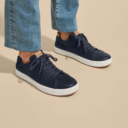 OluKai Special Offer | Lae‘ahi Lī ‘Ili Men's Leather Sneakers - Trench Blue