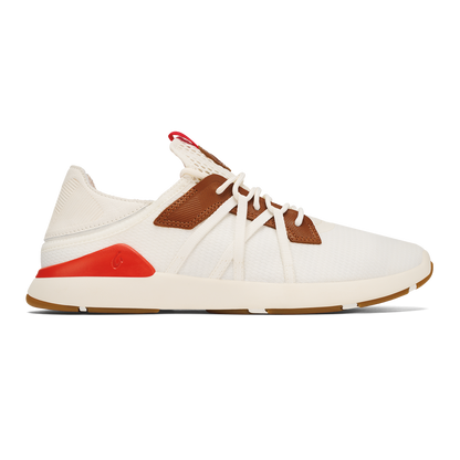 OluKai Best Price | Mio Lī Men's Athletic Shoes - Bright White / Red Lava