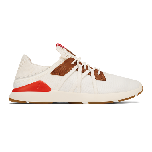 OluKai Best Price | Mio Lī Men's Athletic Shoes - Bright White / Red Lava