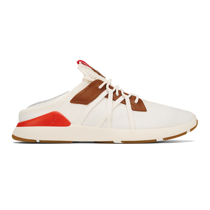 OluKai Best Price | Mio Lī Men's Athletic Shoes - Bright White / Red Lava