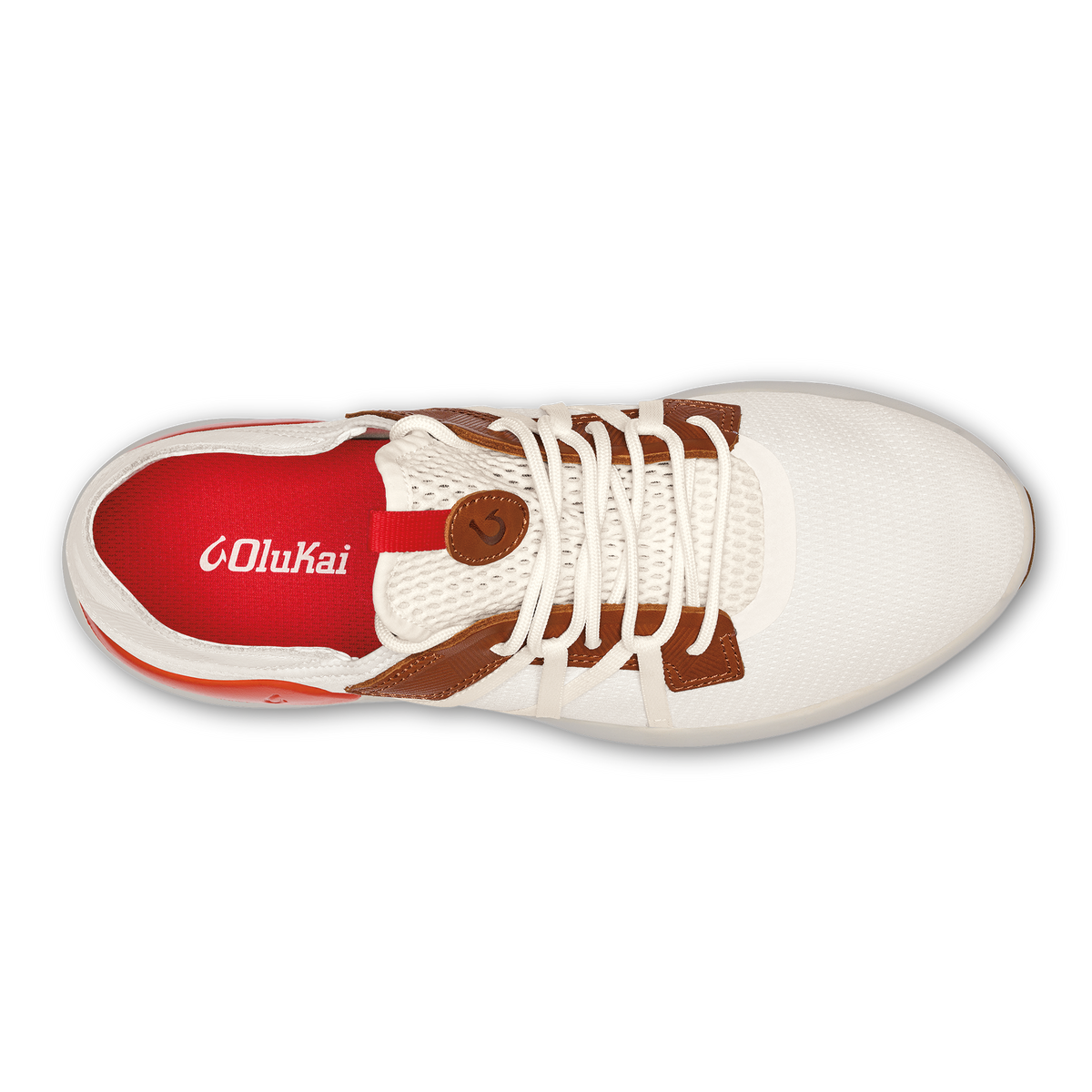OluKai Best Price | Mio Lī Men's Athletic Shoes - Bright White / Red Lava
