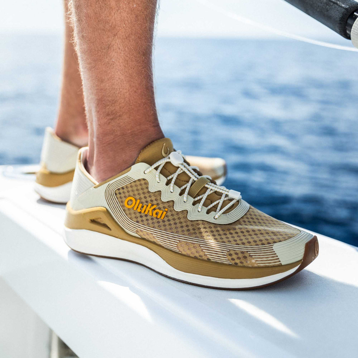 OluKai New | ‘Ahi Men’s Water Boat Shoes - Tan / Tapa