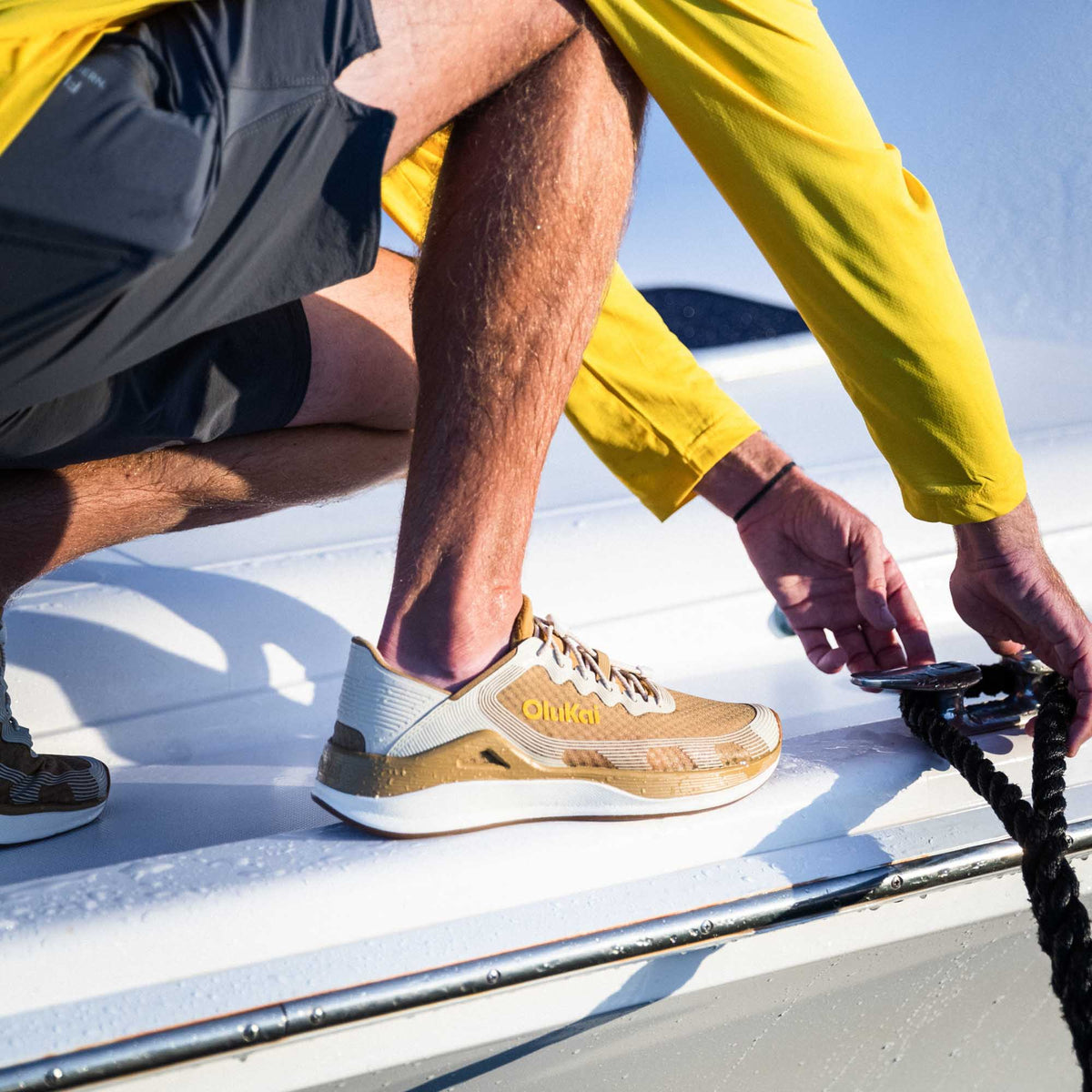OluKai New | ‘Ahi Men’s Water Boat Shoes - Tan / Tapa