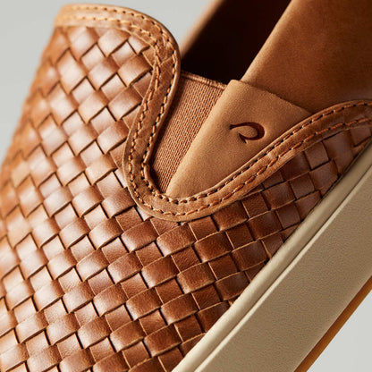 OluKai Special Offer | Lae‘ahi Lauhala Men's Leather Slip-On Sneakers - Fox