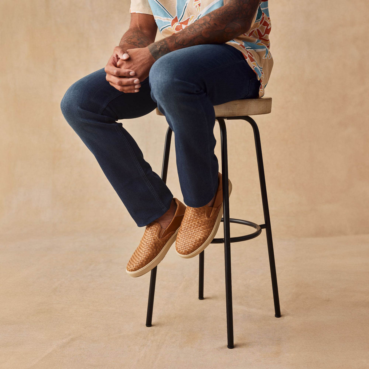 OluKai Special Offer | Lae‘ahi Lauhala Men's Leather Slip-On Sneakers - Fox