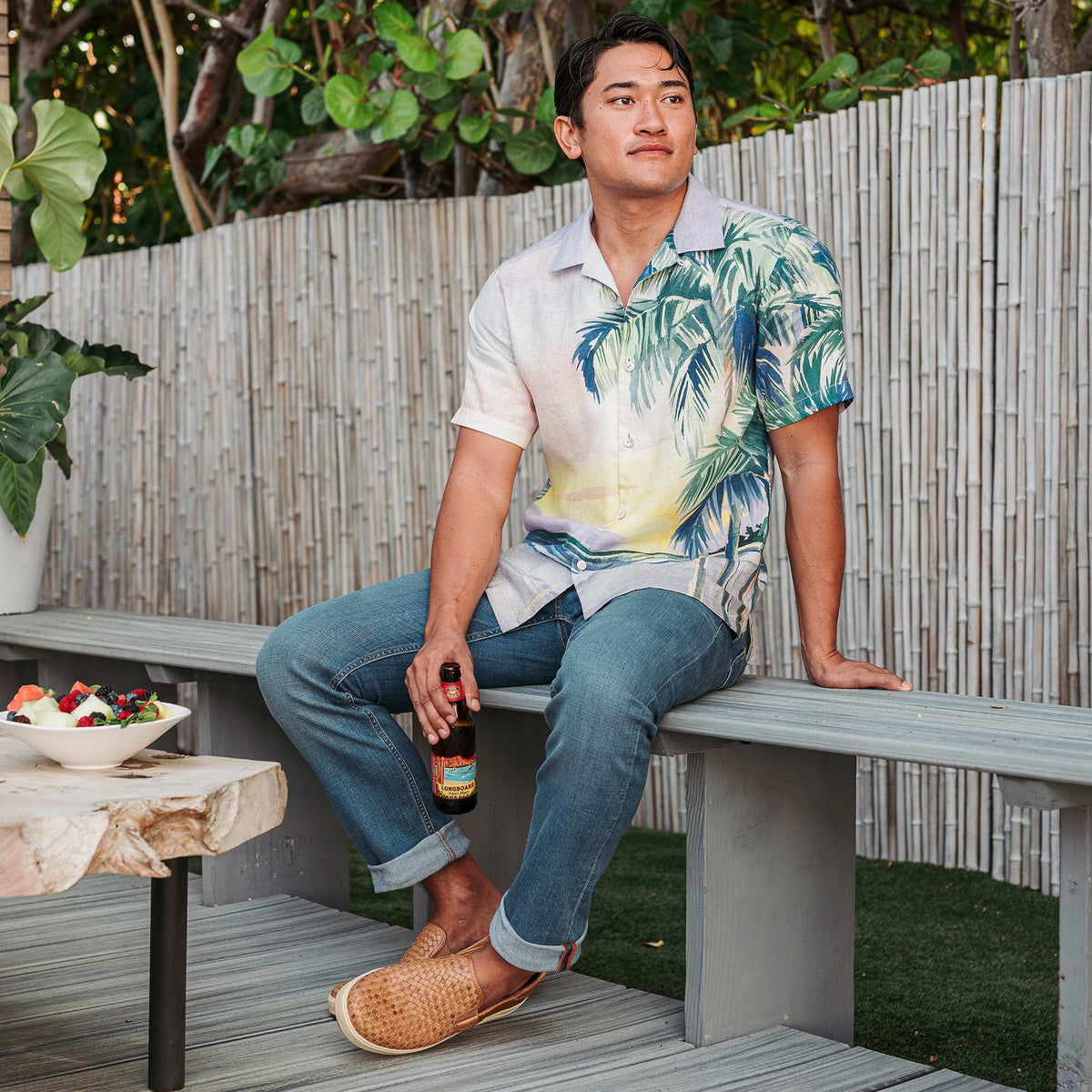 OluKai Special Offer | Lae‘ahi Lauhala Men's Leather Slip-On Sneakers - Fox