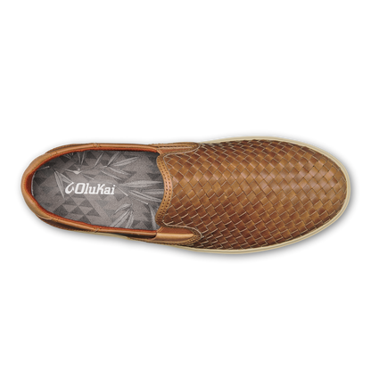OluKai Special Offer | Lae‘ahi Lauhala Men's Leather Slip-On Sneakers - Fox