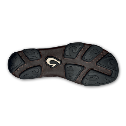 OluKai Signature | Moloā Men's Leather Slip On Shoes - Dark Wood / Dark Java