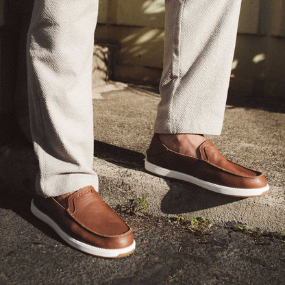 OluKai Hot Sale | Kākaha Nia Men‘s Leather Slip-On Shoes - Fox