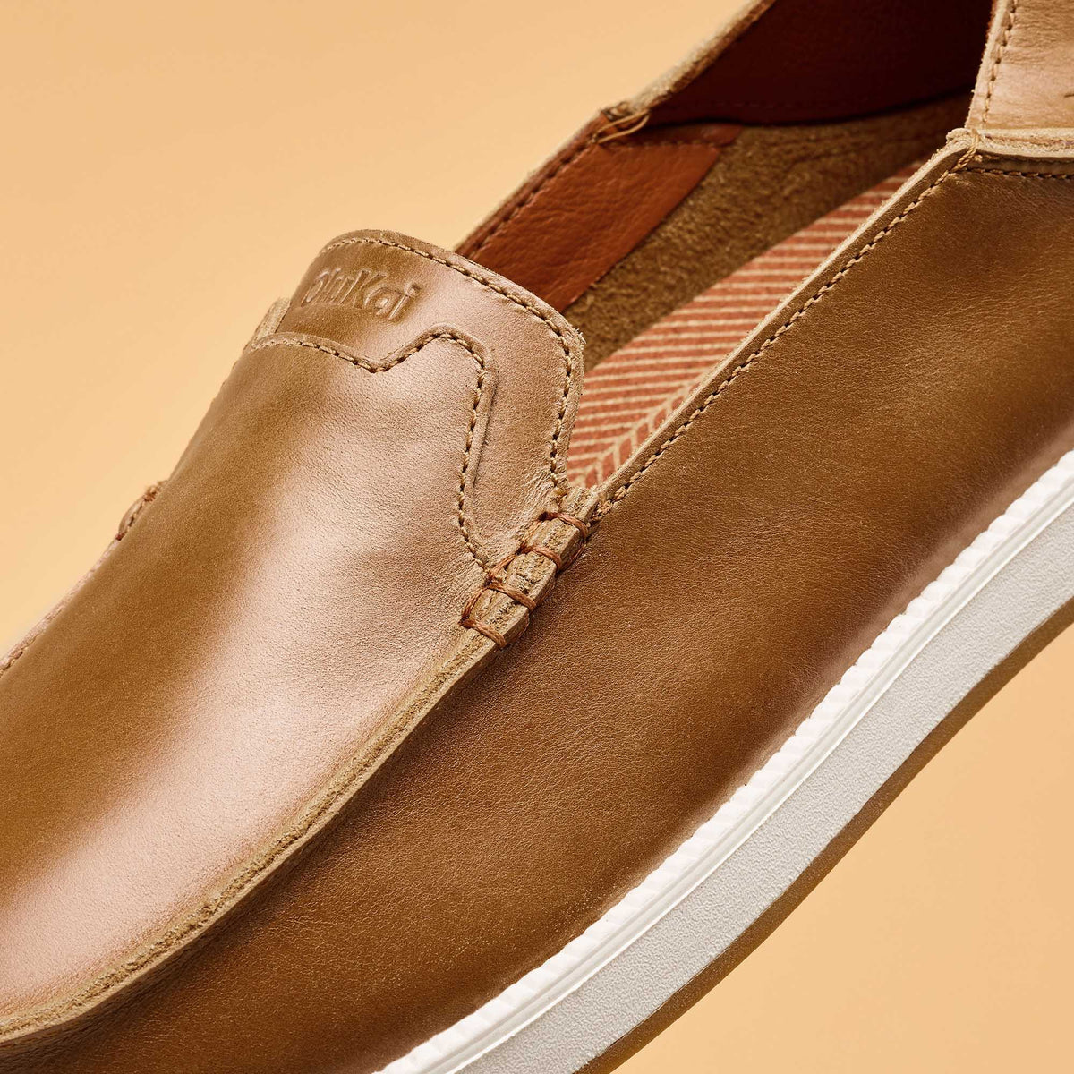 OluKai Hot Sale | Kākaha Nia Men‘s Leather Slip-On Shoes - Fox