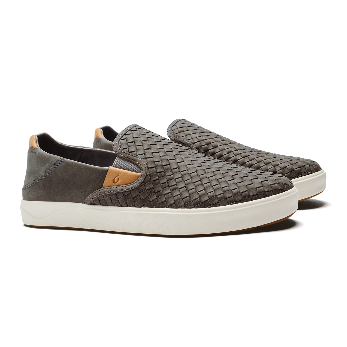 OluKai Hot Sale | Lae‘ahi Lauhala Men's Leather Slip-On Sneakers - Ash