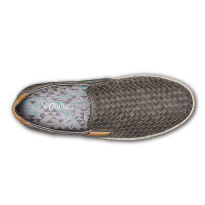 OluKai Hot Sale | Lae‘ahi Lauhala Men's Leather Slip-On Sneakers - Ash