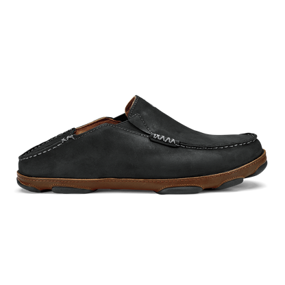 OluKai Popular | Moloā Men's Leather Slip On Shoes - Black / Toffee