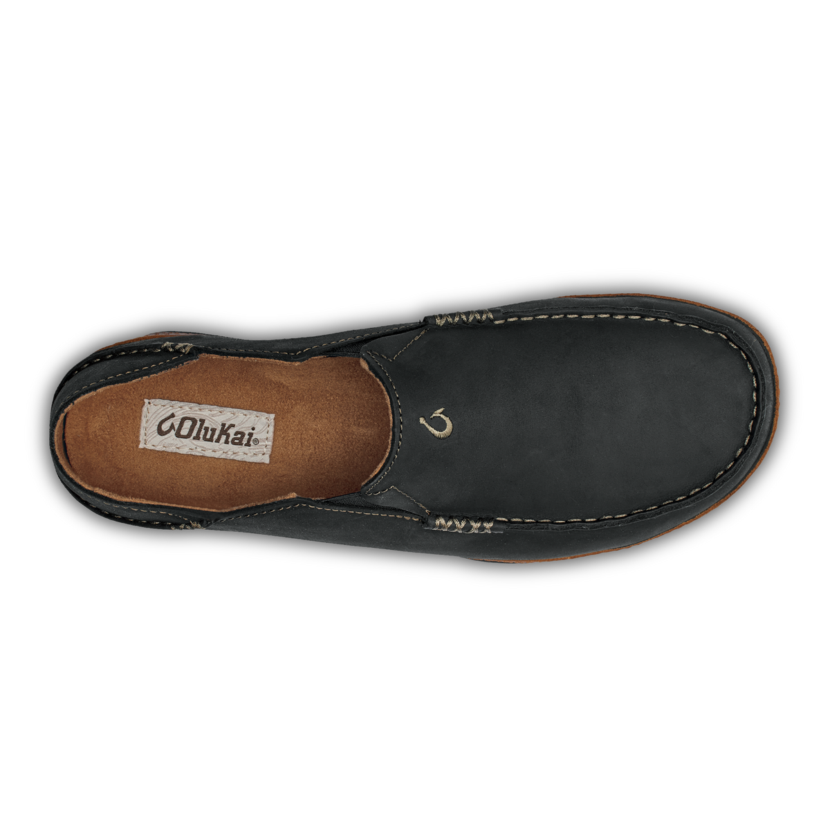 OluKai Popular | Moloā Men's Leather Slip On Shoes - Black / Toffee