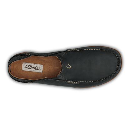 OluKai Popular | Moloā Men's Leather Slip On Shoes - Black / Toffee