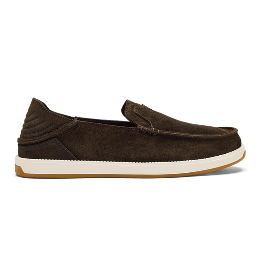 OluKai Quality | Kākaha Nia Men‘s Suede Slip-On Shoes - Dark Wood