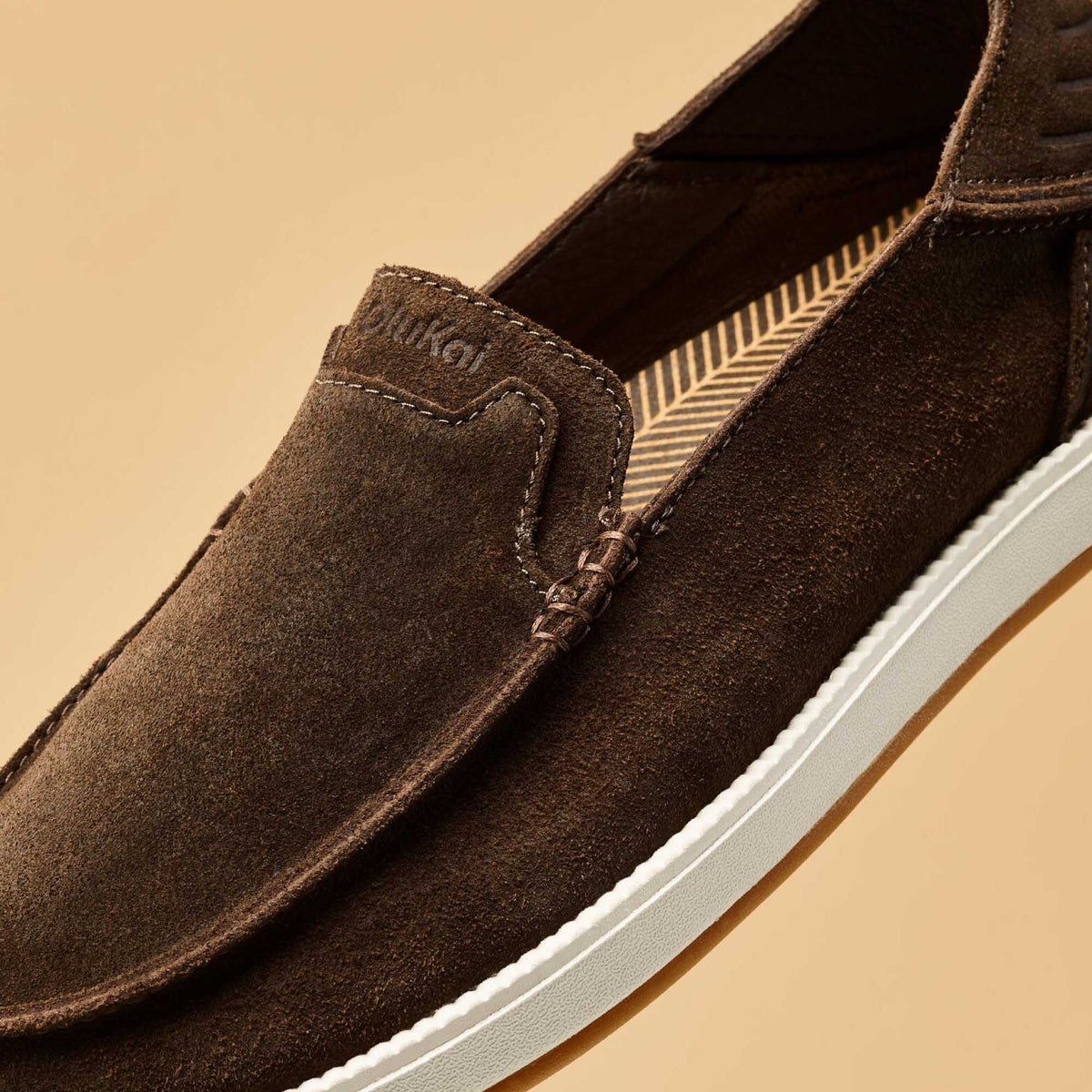 OluKai Quality | Kākaha Nia Men‘s Suede Slip-On Shoes - Dark Wood