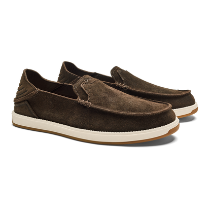 OluKai Quality | Kākaha Nia Men‘s Suede Slip-On Shoes - Dark Wood