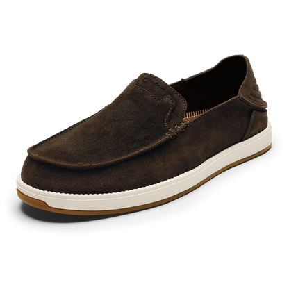 OluKai Quality | Kākaha Nia Men‘s Suede Slip-On Shoes - Dark Wood