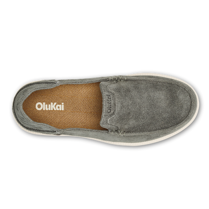 OluKai Great Value | Kākaha Nia Men‘s Suede Slip-On Shoes - Ash