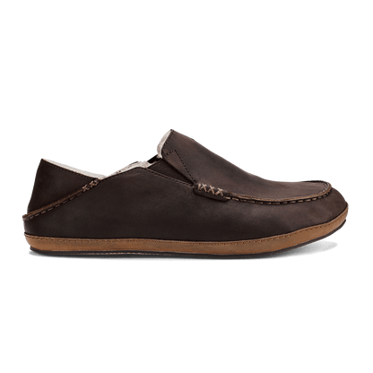 OluKai Recommended | Moloā Men's Nubuck Leather Slippers - Dark Wood