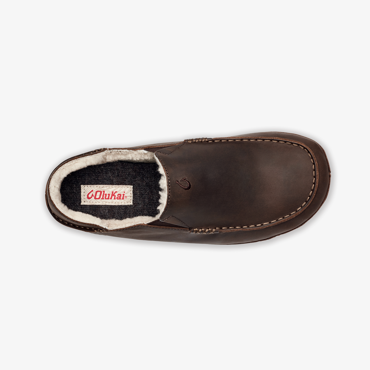 OluKai Recommended | Moloā Men's Nubuck Leather Slippers - Dark Wood